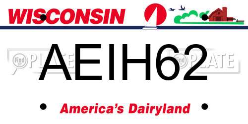 AEIH62 Wisconsin License Plate