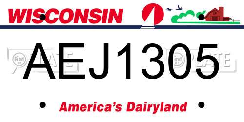 AEJ1305 Wisconsin License Plate