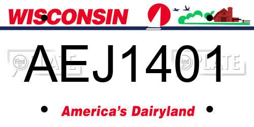 AEJ1401 Wisconsin License Plate