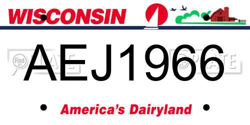 AEJ1966 Wisconsin License Plate