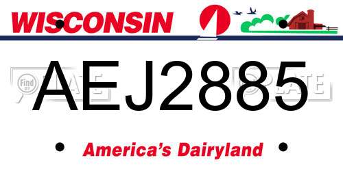 AEJ2885 Wisconsin License Plate