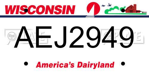 AEJ2949 Wisconsin License Plate