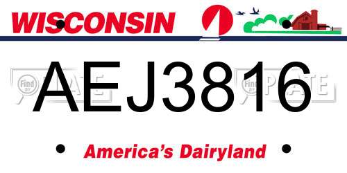 AEJ3816 Wisconsin License Plate