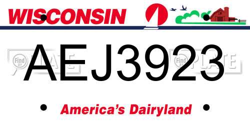 AEJ3923 Wisconsin License Plate