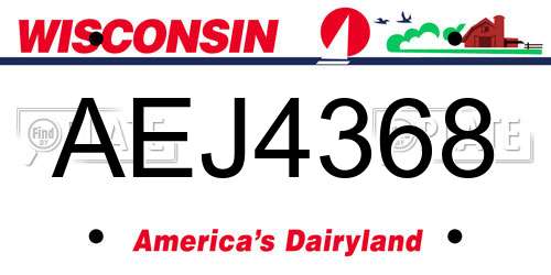 AEJ4368 Wisconsin License Plate