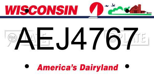 AEJ4767 Wisconsin License Plate