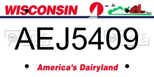 AEJ5409 Wisconsin License Plate