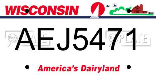 AEJ5471 Wisconsin License Plate