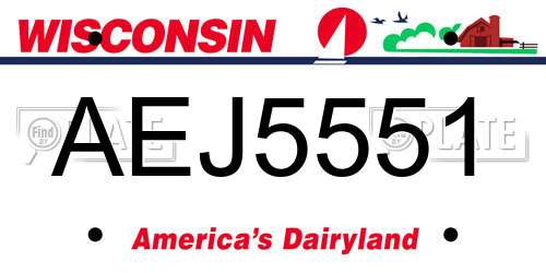 AEJ5551 Wisconsin License Plate