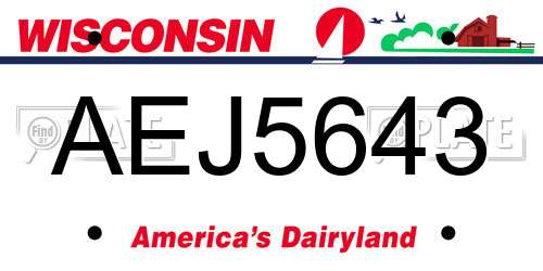 AEJ5643 Wisconsin License Plate