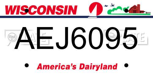 AEJ6095 Wisconsin License Plate