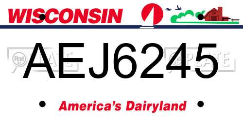AEJ6245 Wisconsin License Plate