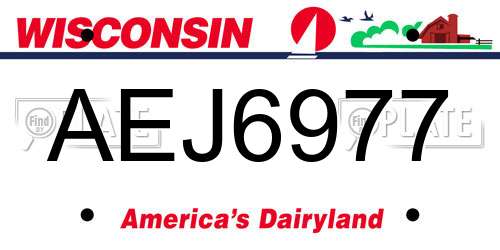 AEJ6977 Wisconsin License Plate