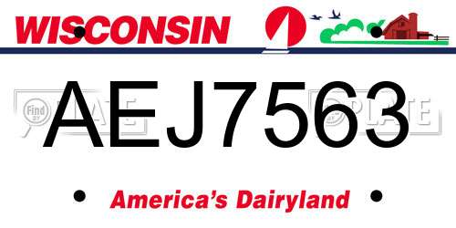 AEJ7563 Wisconsin License Plate