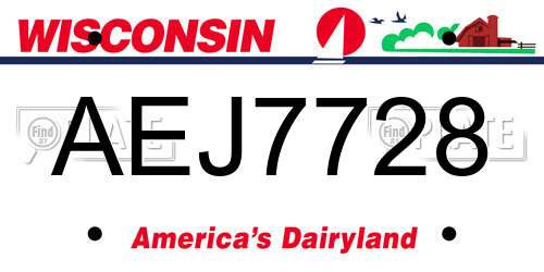 AEJ7728 Wisconsin License Plate