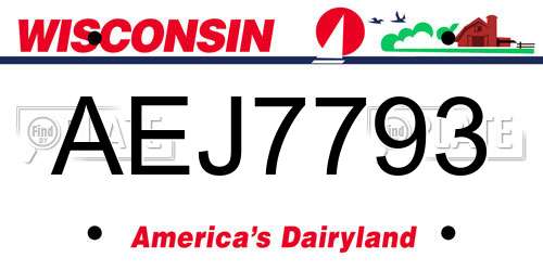 AEJ7793 Wisconsin License Plate