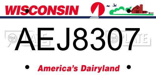 AEJ8307 Wisconsin License Plate