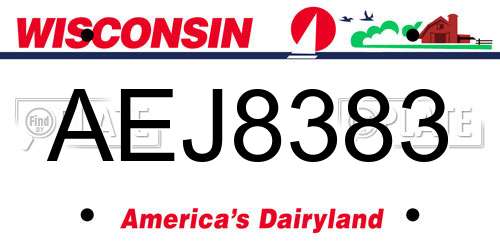 AEJ8383 Wisconsin License Plate