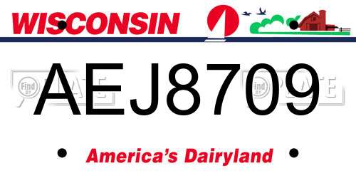 AEJ8709 Wisconsin License Plate