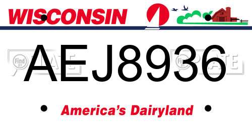AEJ8936 Wisconsin License Plate