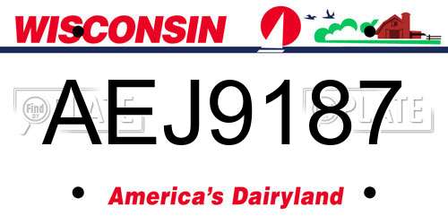 AEJ9187 Wisconsin License Plate