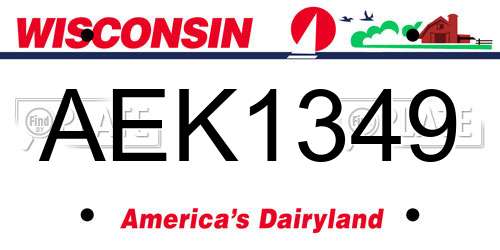 AEK1349 Wisconsin License Plate