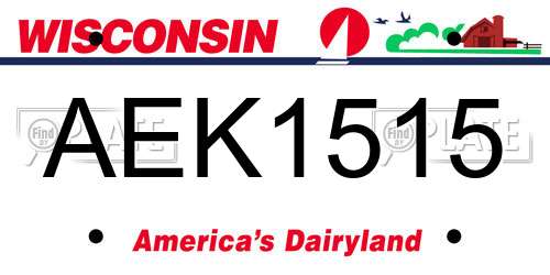 AEK1515 Wisconsin License Plate