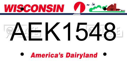 AEK1548 Wisconsin License Plate