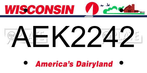AEK2242 Wisconsin License Plate