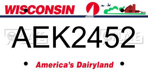 AEK2452 Wisconsin License Plate