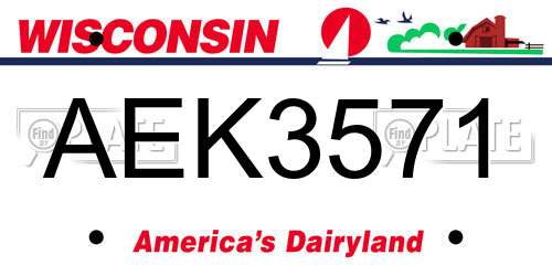 AEK3571 Wisconsin License Plate