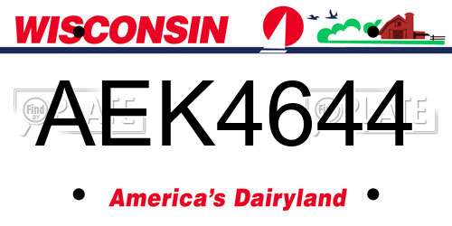 AEK4644 Wisconsin License Plate