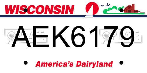 AEK6179 Wisconsin License Plate