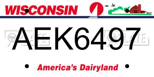 AEK6497 Wisconsin License Plate