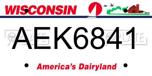 AEK6841 Wisconsin License Plate