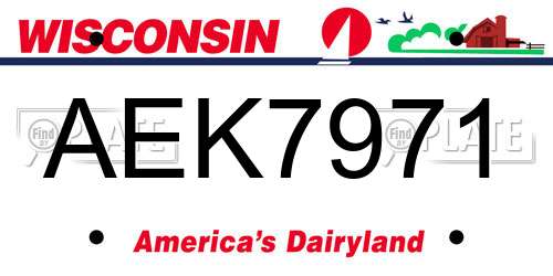 AEK7971 Wisconsin License Plate