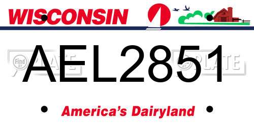 AEL2851 Wisconsin License Plate