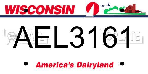 AEL3161 Wisconsin License Plate