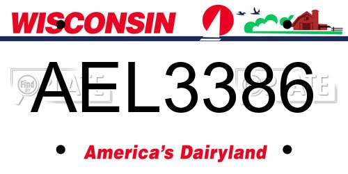 AEL3386 Wisconsin License Plate