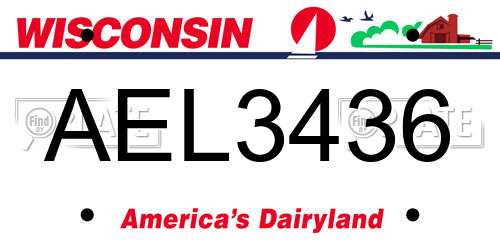 AEL3436 Wisconsin License Plate