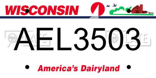 AEL3503 Wisconsin License Plate