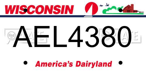 AEL4380 Wisconsin License Plate
