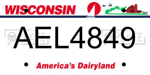 AEL4849 Wisconsin License Plate
