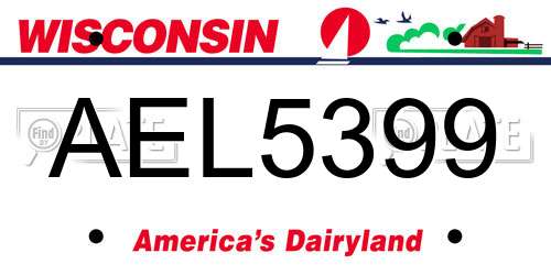 AEL5399 Wisconsin License Plate