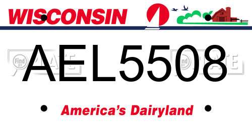 AEL5508 Wisconsin License Plate