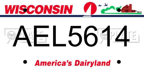 AEL5614 Wisconsin License Plate