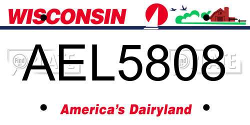 AEL5808 Wisconsin License Plate