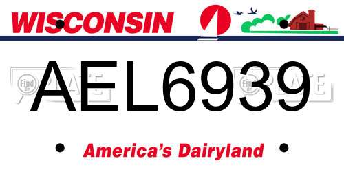 AEL6939 Wisconsin License Plate