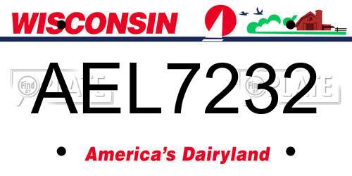 AEL7232 Wisconsin License Plate
