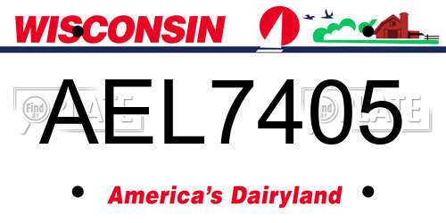 AEL7405 Wisconsin License Plate
